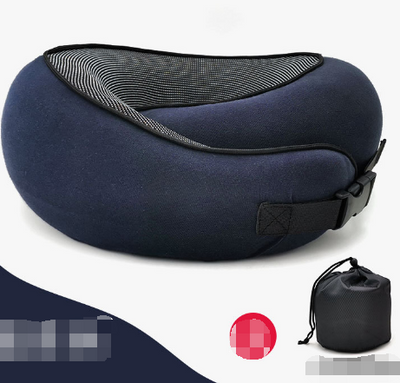 Navy blue memory foam travel neck pillow for neck and shoulder support