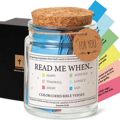 Faith and joy verse jar with daily encouragement cards, gift boxed