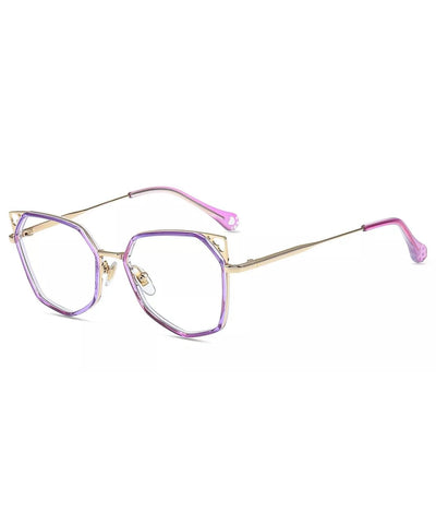 Women's cat eye blue light blocking reading glasses, pink and gold frame